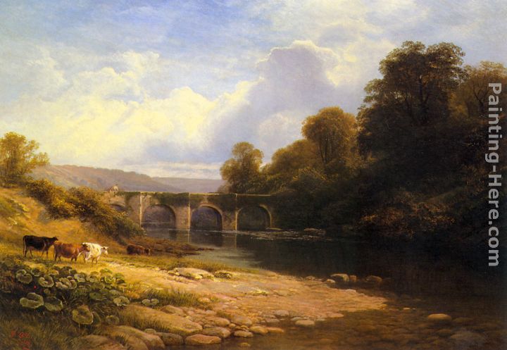Staveton Bridge, Devon painting - George Vicat Cole Staveton Bridge, Devon art painting